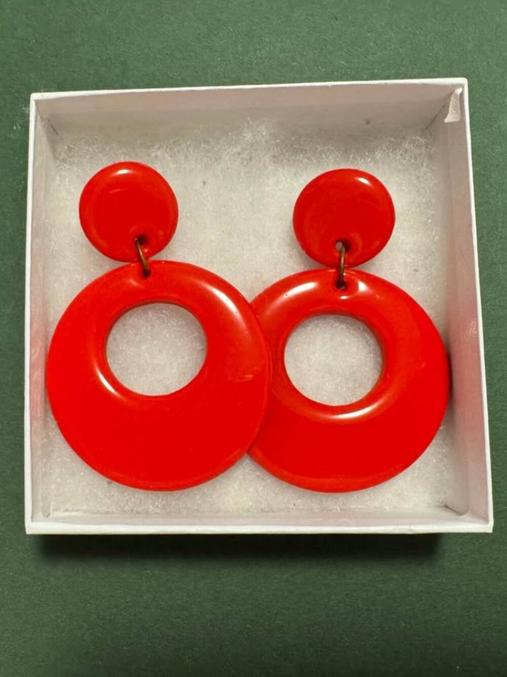 New Handmade Mod Retro Hoop Earrings Red 60s